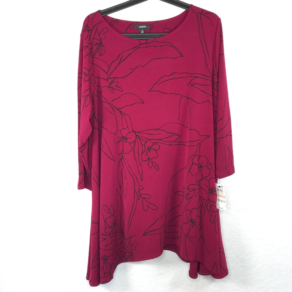 Alfani Plus Size Long Sleeve Printed Tunic Top